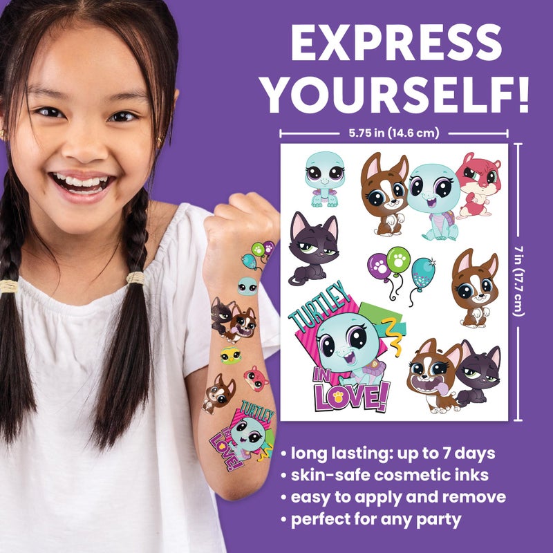 SAVVi Littlest Pet Shop Temporary Tattoos for Kids [50 pack]. Made in the USA w Certified Safe Ink. Kids Birthday Party Supplies and Party Favors Kit. Bulk Temporary Tattoos Stickers Set. Dogs, Cats, - Image 3